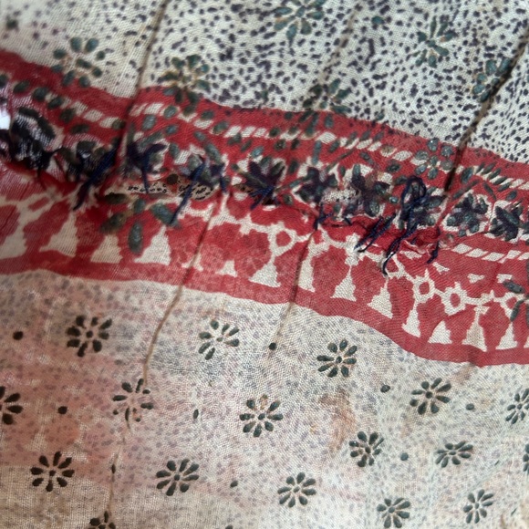 Vintage 60s/70s Indian Cotton Gauze Blockprint Midi Boho Hippie Dress Size L - Picture 9 of 16